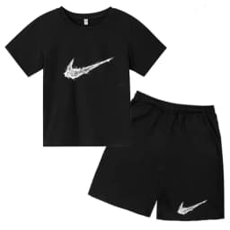 Summer Brand White T-shirt+Shorts Two-piece Set Kids New Clothing Fashion Letter Boy Girl3-13Yrs Sports Short-sleeved Casual Set