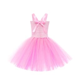 Pink Queen Frocks for Girls New Live-action Bar-b Movie Mesh Princess Dress Holiday Stage Birthday Party Performance Sets