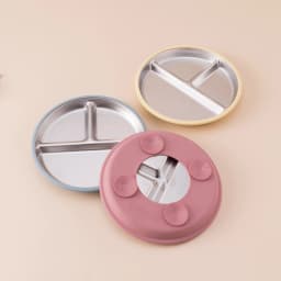 Color Kids 5PCS Baby Feeding Set Stainless Steel Silicone Tableware Sucker Dishes Plate Bowl Training Fork Spoon Infant Cup