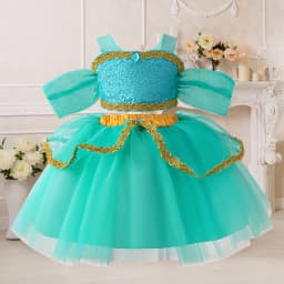 Baby Girls Jasmine Princess Dresses Girl Cosplay Party Dress Toddler Birthday Baptism Tulle Gown Kids Christmas Pageant Costumes