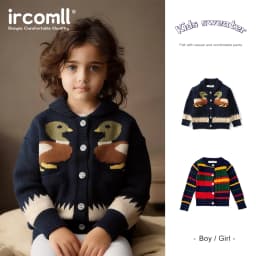 Ircomll Autumn New Thick 1-6Y Kids Knitted Cardigan Cute Duck Pattern Children Sweater Outerwear For Baby Boys Girls Daily Wear