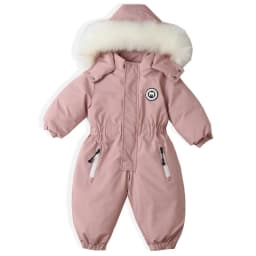 AYNIGIELL Winter for Children 2-5 Years Thick Warm Infant Overalls Baby Girls Boys Cotton Hooded Jumpsuit Outdoor Ski Snowsuit