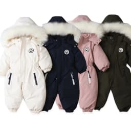 AYNIGIELL Winter for Children 2-5 Years Thick Warm Infant Overalls Baby Girls Boys Cotton Hooded Jumpsuit Outdoor Ski Snowsuit