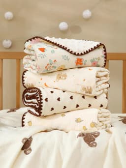 Newborn Bear Print Blanket Pure Cotton Double Gauze Blanket Baby Blanket Bath Towel Baby Blanket Baby Swaddle 100X100CM