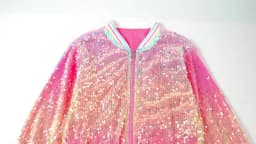 LOlanta Girls Sequin Bomber Jacket with Pockets Zipper Long Sleeve Sparkle Baseball Jackets for Kid 4-13 Years