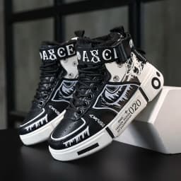 Boys' High-Top Sneakers 2025 Autumn/Winter New Style Children's Sports Shoes Buckle Student Soft-Soled Fleece Casual Shoes