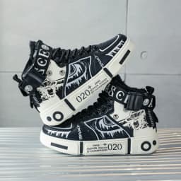 Boys' High-Top Sneakers 2025 Autumn/Winter New Style Children's Sports Shoes Buckle Student Soft-Soled Fleece Casual Shoes