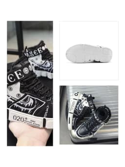 Boys' High-Top Sneakers 2025 Autumn/Winter New Style Children's Sports Shoes Buckle Student Soft-Soled Fleece Casual Shoes