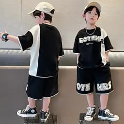 New Summer Teenagers Boys Clothing Sets Child Fashion Letter Top And Shorts 2Pcs Kids Tracksuit 4 5 6 7 8 9 10 11 12 13 14 Years