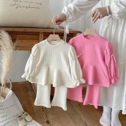 Children Bow Shirts + Flared Trousers 2pcs Suit Cotton Toddler Girl Outfits Autumn Korean Girls' Set Sweet and Cute Girls Set
