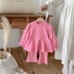 Children Bow Shirts + Flared Trousers 2pcs Suit Cotton Toddler Girl Outfits Autumn Korean Girls' Set Sweet and Cute Girls Set