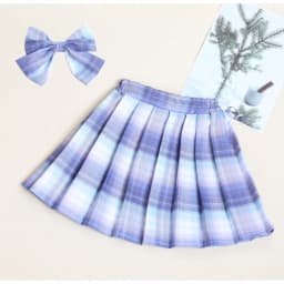 3-12Years Girls Checkered Skirt College Style Clothing 2026 Spring Summer Teen Kid Fashion JK Striped Pleated Skirt with Bow Tie