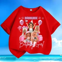 Roblox short-sleeved high-appearance anime cartoon print boys' and girls' pure cotton summer breathable sweat-absorbing T-shirt