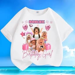 Roblox short-sleeved high-appearance anime cartoon print boys' and girls' pure cotton summer breathable sweat-absorbing T-shirt