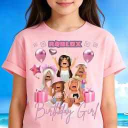 Roblox short-sleeved high-appearance anime cartoon print boys' and girls' pure cotton summer breathable sweat-absorbing T-shirt