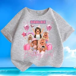 Roblox short-sleeved high-appearance anime cartoon print boys' and girls' pure cotton summer breathable sweat-absorbing T-shirt