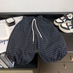 Spring Autumn Kids Harem Pants Long Trousers For Boys and Girls Plaid Children Pants