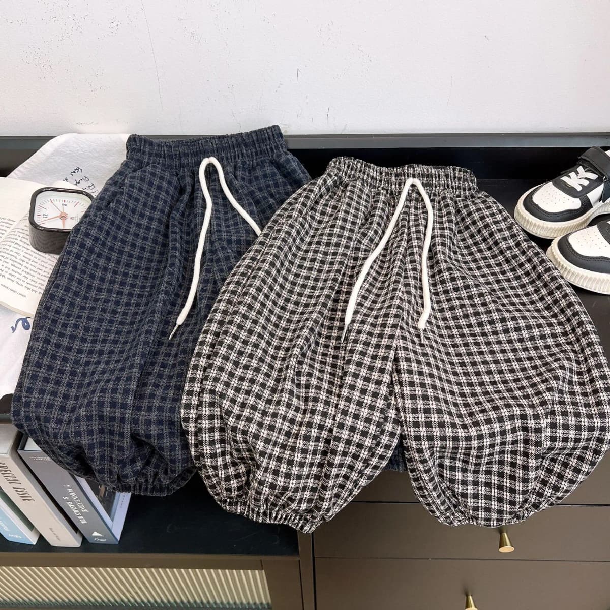 Spring Autumn Kids Harem Pants Long Trousers For Boys and Girls Plaid Children Pants