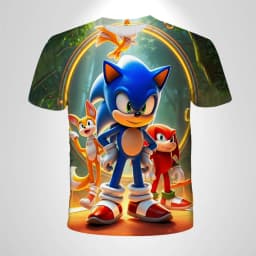 Sonic The Hedgehog Anime Boys' Breathable T-shirt, Children's Fashion Clothing Casual Wear, Breathable Thin Style, Unisex Top