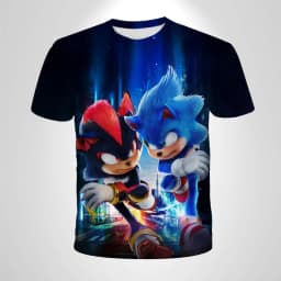 Sonic The Hedgehog Anime Boys' Breathable T-shirt, Children's Fashion Clothing Casual Wear, Breathable Thin Style, Unisex Top