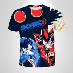 Sonic The Hedgehog Anime Boys' Breathable T-shirt, Children's Fashion Clothing Casual Wear, Breathable Thin Style, Unisex Top