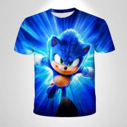 Sonic The Hedgehog Anime Boys' Breathable T-shirt, Children's Fashion Clothing Casual Wear, Breathable Thin Style, Unisex Top