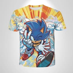 Sonic The Hedgehog Anime Boys' Breathable T-shirt, Children's Fashion Clothing Casual Wear, Breathable Thin Style, Unisex Top