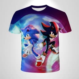 Sonic The Hedgehog Anime Boys' Breathable T-shirt, Children's Fashion Clothing Casual Wear, Breathable Thin Style, Unisex Top