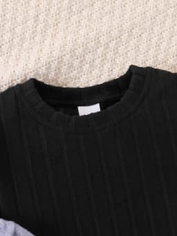 Girls' Three-Piece Set Fashionable Casual Solid Color Vertical Stripe Knitted Round Neck Long Sleeve Slim Fit Dress