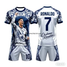 Popular 2026 AI # 7 Ronaldo Summer Children's Adult Set Parent Child Short Sleeve Shorts Football Shirt Couple Style Unisex