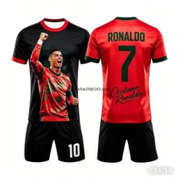 Popular 2026 AI # 7 Ronaldo Summer Children's Adult Set Parent Child Short Sleeve Shorts Football Shirt Couple Style Unisex
