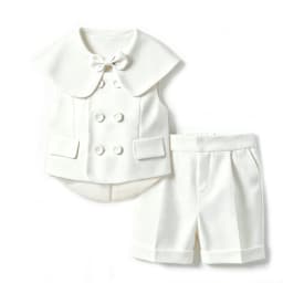 Toddler Boy White Gentleman 4PCS Suit Waistcoat Short Sleeve Shirt Suspender Shorts Bow Shawl Wedding Baptism Formal Party Outfi