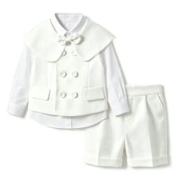 Toddler Boy White Gentleman 4PCS Suit Waistcoat Short Sleeve Shirt Suspender Shorts Bow Shawl Wedding Baptism Formal Party Outfi