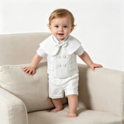 Toddler Boy White Gentleman 4PCS Suit Waistcoat Short Sleeve Shirt Suspender Shorts Bow Shawl Wedding Baptism Formal Party Outfi