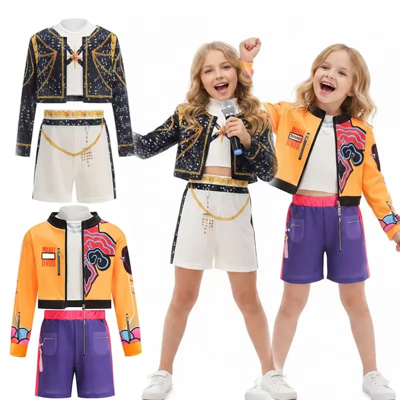 Girls Pop Singer Show Costume Girls 3PCS Set Top and Shorts Set Hip-hop Dance Stage Performance Set 2026 New Cosplay Costume