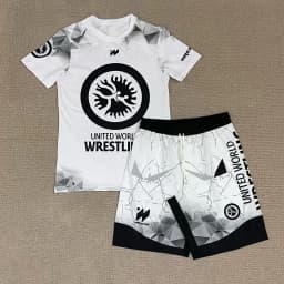 Men's White Marble Print Rash Guard & Shorts Fast Dry Wrestling Style Compression Sport Set Breathable Athletic Training Uniform