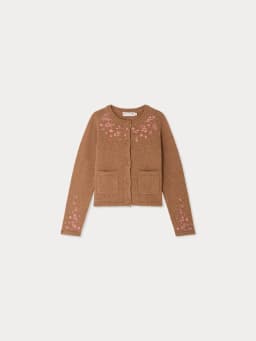 Children's Knitted Sweater 26BP Cardigan with Cherry Embroidery Wool Blend for Warmth Girls' Knitted Sweater