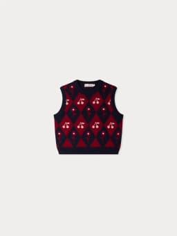 Children's Knitted Sweater 26BP Cardigan with Cherry Embroidery Wool Blend for Warmth Girls' Knitted Sweater