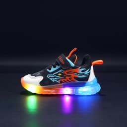 Mgo Kidss Teen Led Cartoon Dragon Sneakers - Boys' Sneakers with Flashing Lights, Camouflage and Solid Patterns, Velcro Closure, Ages 1-9, Perfect for Casual Play, Seasonal Youth Footwear | Dragon-Themed Shoes | Durabl