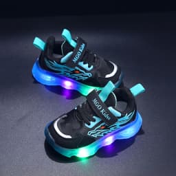 Mgo Kidss Teen Led Cartoon Dragon Sneakers - Boys' Sneakers with Flashing Lights, Camouflage and Solid Patterns, Velcro Closure, Ages 1-9, Perfect for Casual Play, Seasonal Youth Footwear | Dragon-Themed Shoes | Durabl