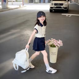 Girls Summer Thin Polo Shirt Shorts Two Piece Set Korean Style Sporty Trendy Casual Outfit For Middle And Older Kids Teen Girls