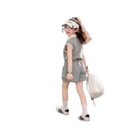 Girls Summer Thin Polo Shirt Shorts Two Piece Set Korean Style Sporty Trendy Casual Outfit For Middle And Older Kids Teen Girls
