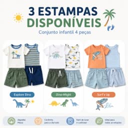 Baby Boy 4-Piece Summer Outfit Tank Top and 2 Shorts Set 60% Cotton Printed Infant Clothing 3m-24m