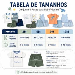 Baby Boy 4-Piece Summer Outfit Tank Top and 2 Shorts Set 60% Cotton Printed Infant Clothing 3m-24m