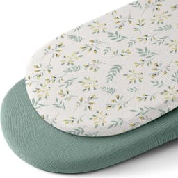 Muslin Bassinet Sheets for Baby Girl Boy Soft Breathable Bassinet Sheets Fitted Fit for Hourglass Oval Cradle Moses Basket