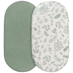 Muslin Bassinet Sheets for Baby Girl Boy Soft Breathable Bassinet Sheets Fitted Fit for Hourglass Oval Cradle Moses Basket