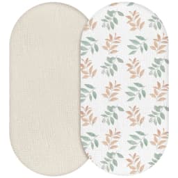 Muslin Bassinet Sheets for Baby Girl Boy Soft Breathable Bassinet Sheets Fitted Fit for Hourglass Oval Cradle Moses Basket