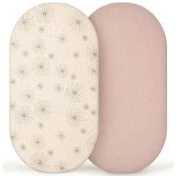 Muslin Bassinet Sheets for Baby Girl Boy Soft Breathable Bassinet Sheets Fitted Fit for Hourglass Oval Cradle Moses Basket