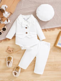 Baby boy wash dress set, fake vest with two long sleeves, suitable for wearing in autumn and winter seasons