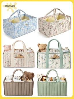 PANGDUBE Diaper Stacker Organizer Baby Diaper Bag Storage Caddy for Newborn Items Nappy Holder Nursery Bag Gift